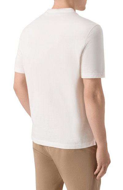 Хлопковая футболка CANALI белого цвета по цене 55350 руб., арт. T0911/MJ02260, фото 4 Хлопковая футболка CANALI, арт. T0911/MJ02260, фото 4