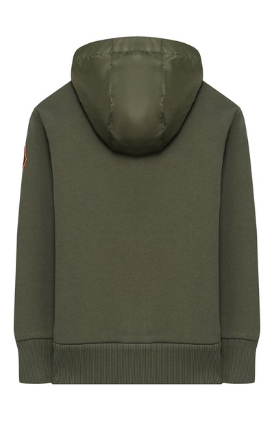 Хлопковая толстовка MONCLER хаки цвета по цене 33350 руб., арт. F1-954-8G711-20-809AG/4-6A, фото 2 Хлопковая толстовка MONCLER, арт. F1-954-8G711-20-809AG/4-6A, фото 2