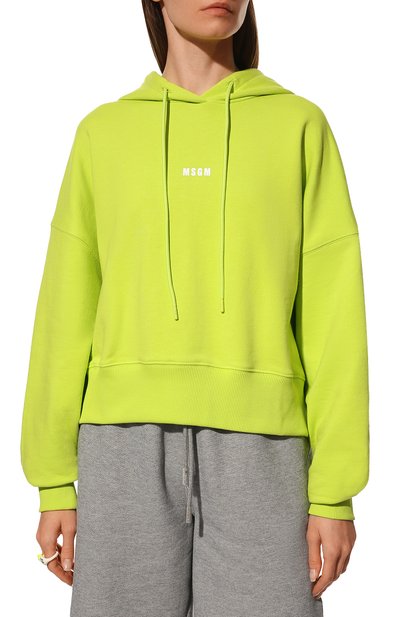 Хлопковое худи MSGM салатового цвета по цене 26650 руб., арт. 3242MDM509 227299, фото 3 Хлопковое худи MSGM, арт. 3242MDM509 227299, фото 3