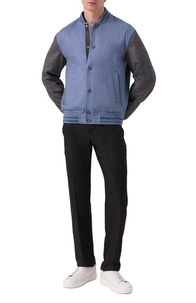 Бомбер из шерсти и кашемира ZILLI синего цвета по цене 263500 руб., арт. DBL005M024450037U, фото 2 Бомбер из шерсти и кашемира ZILLI, арт. DBL005M024450037U, фото 2