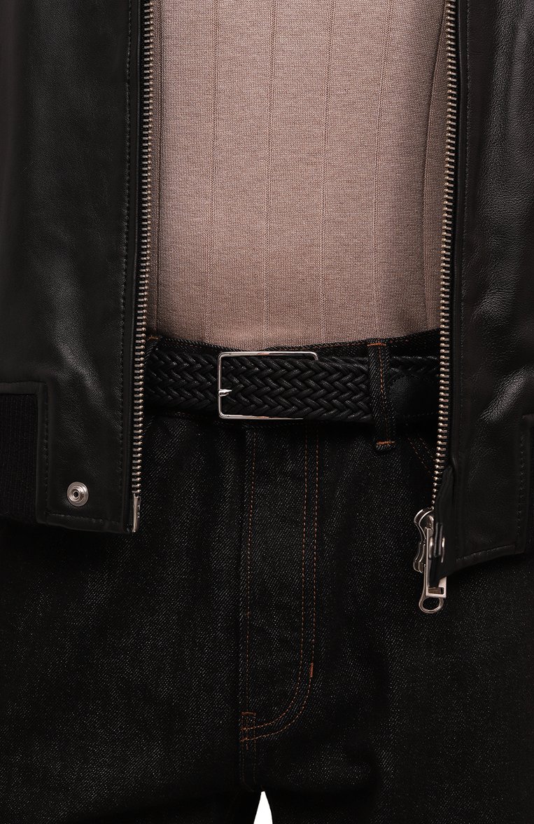 Мужской текстильный ремень CORNELIANI черного цвета, арт. 93V311-9320804 | Фото 2 (Нос: Не проставлено; Материал сплава: Проставлено; Материал: Текстиль; Случай: Повседневный)