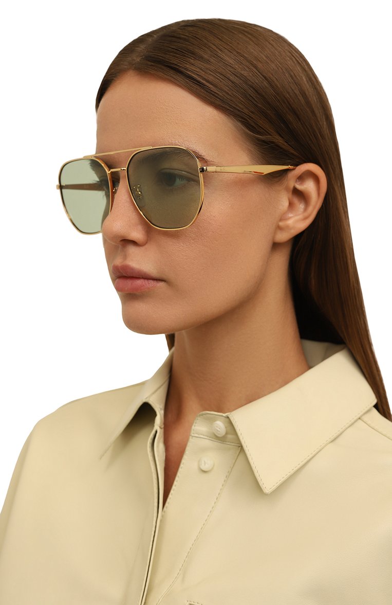 Женские солнцезащитные очки RAY-BAN зеленого цвета, арт. 3724D-001/2 | Фото 2 (Нос: Не проставлено; Региональные ограничения белый список (Axapta Mercury): Не проставлено; Тип очков: С/з; Материал: Металл; Оптика Гендер: оптика-женское; Очки форма: Авиаторы)