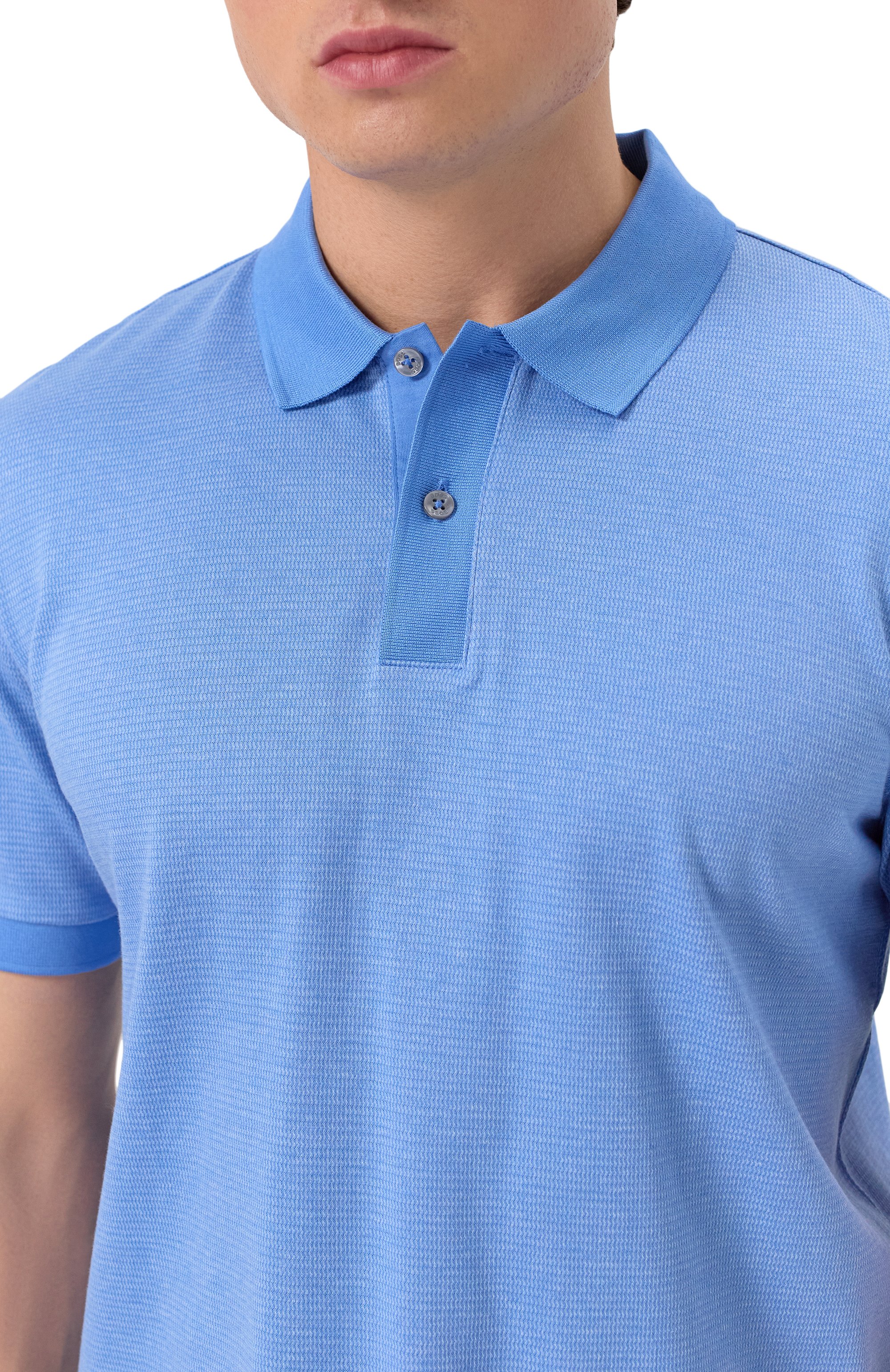 Хлопковое поло BOSS голубого цвета по цене 19500 руб., арт. 50532246, фото 5 Хлопковое поло BOSS, арт. 50532246, фото 5