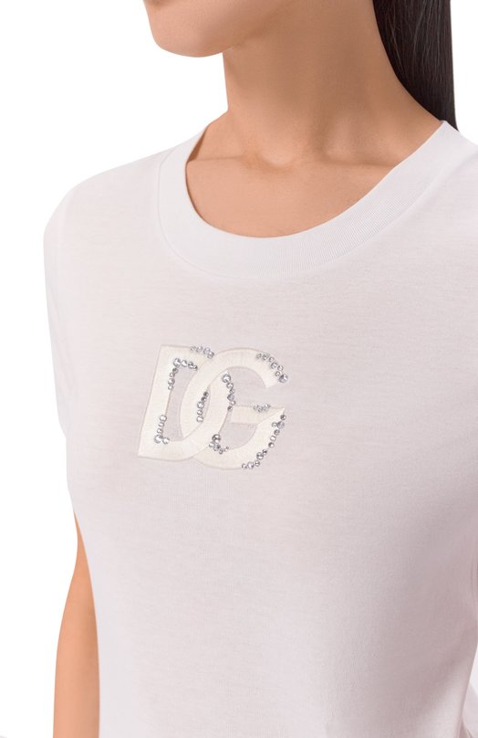 Хлопковая футболка Dolce & Gabbana F8N08Z/GDDMB Белый  F8N08Z/GDDMB Фото 5