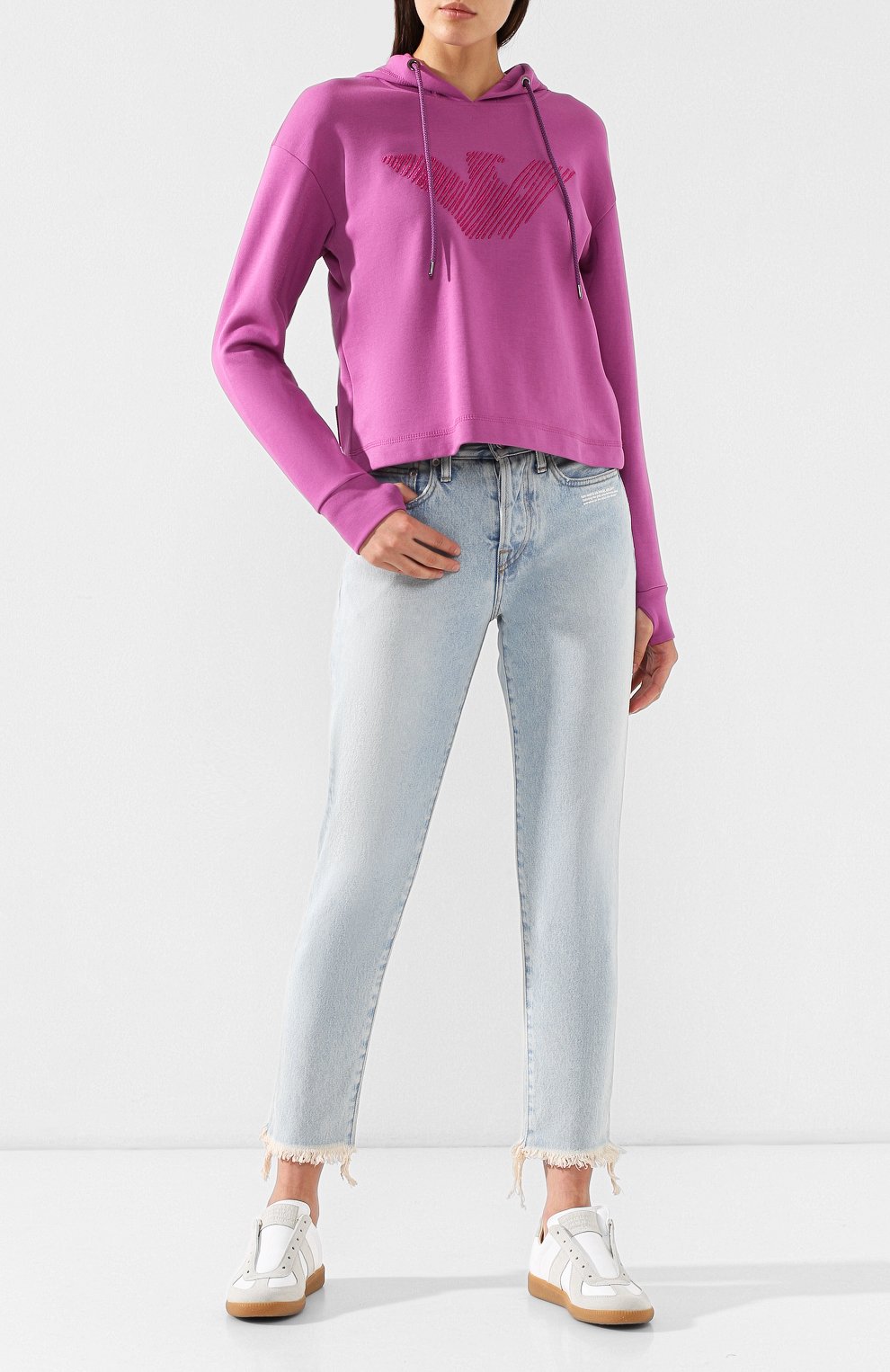 Хлопковый пуловер EMPORIO ARMANI фуксия цвета по цене 24600 руб., арт. 3G2M65/2J92Z, фото 2 Хлопковый пуловер EMPORIO ARMANI, арт. 3G2M65/2J92Z, фото 2