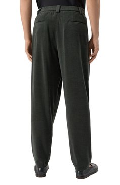 Мужские хлопковые брюки GIORGIO ARMANI темно-зеленого цвета, арт. GM001250/TE13896 | Фото 4 (Длина (брюки, джинсы): Стандартные; Драгоценные камни: Проставлено; Материал сплава: Проставлено; Случай: Повседневный; Стили: Кэжуэл; Материал внешний: Хлопок)