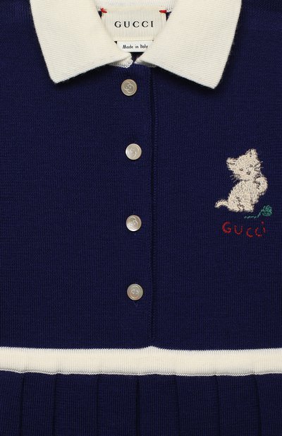 Шерстяное платье GUCCI синего цвета по цене 52450 руб., арт. 621871/XKBGW, фото 3 Шерстяное платье GUCCI, арт. 621871/XKBGW, фото 3