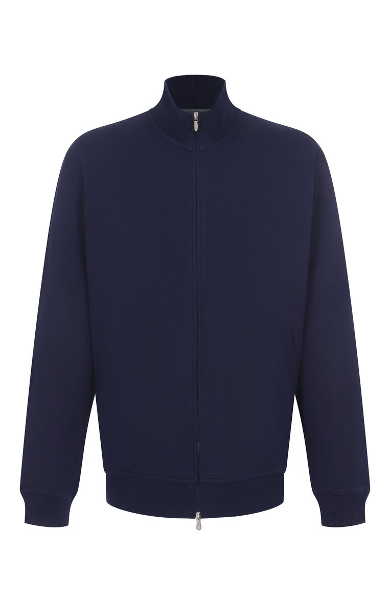 Мужской толстовка из хлопка и кашемира BRUNELLO CUCINELLI темно-синего цвета, арт. MM8319089G | Фото 1 (Длина (для топов): Удлиненные; Материал внешний: Хлопок; Рукава: Длинные; Стили: Кэжуэл; Мужское Кросс-КТ: Толстовка-одежда; Автоматизация ТО: Проставлено; Автоматизация состава: Проставлено; Размерность: Идёт в размер)