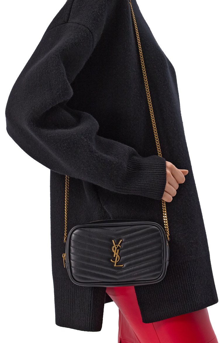 Женская сумка lou mini SAINT LAURENT черного цвета, арт. 748849/DV707 | Фото 2 (Ремень/цепочка: На ремешке; Размер: mini; Материал сплава: Проставлено; Драгоценн�ые камни: Проставлено; Материал: Натуральная кожа)