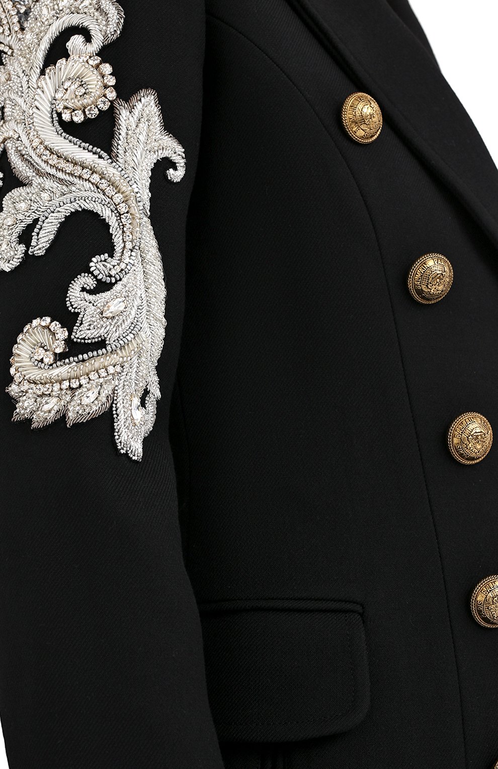 Шерстяное пальто BALMAIN черного цвета по цене 394000 руб., арт. UF19572/P050, фото 5 Шерстяное пальто BALMAIN, арт. UF19572/P050, фото 5