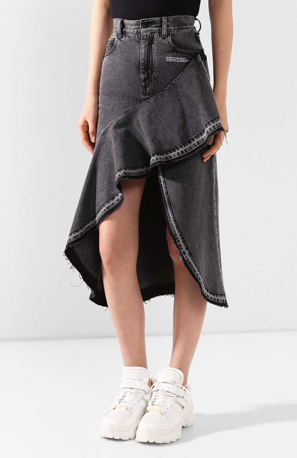 Джинсовая юбка OFF-WHITE серого цвета по цене 48400 руб., арт. 0WYF001S20DEN0020700, фото 3 Джинсовая юбка OFF-WHITE, арт. 0WYF001S20DEN0020700, фото 3