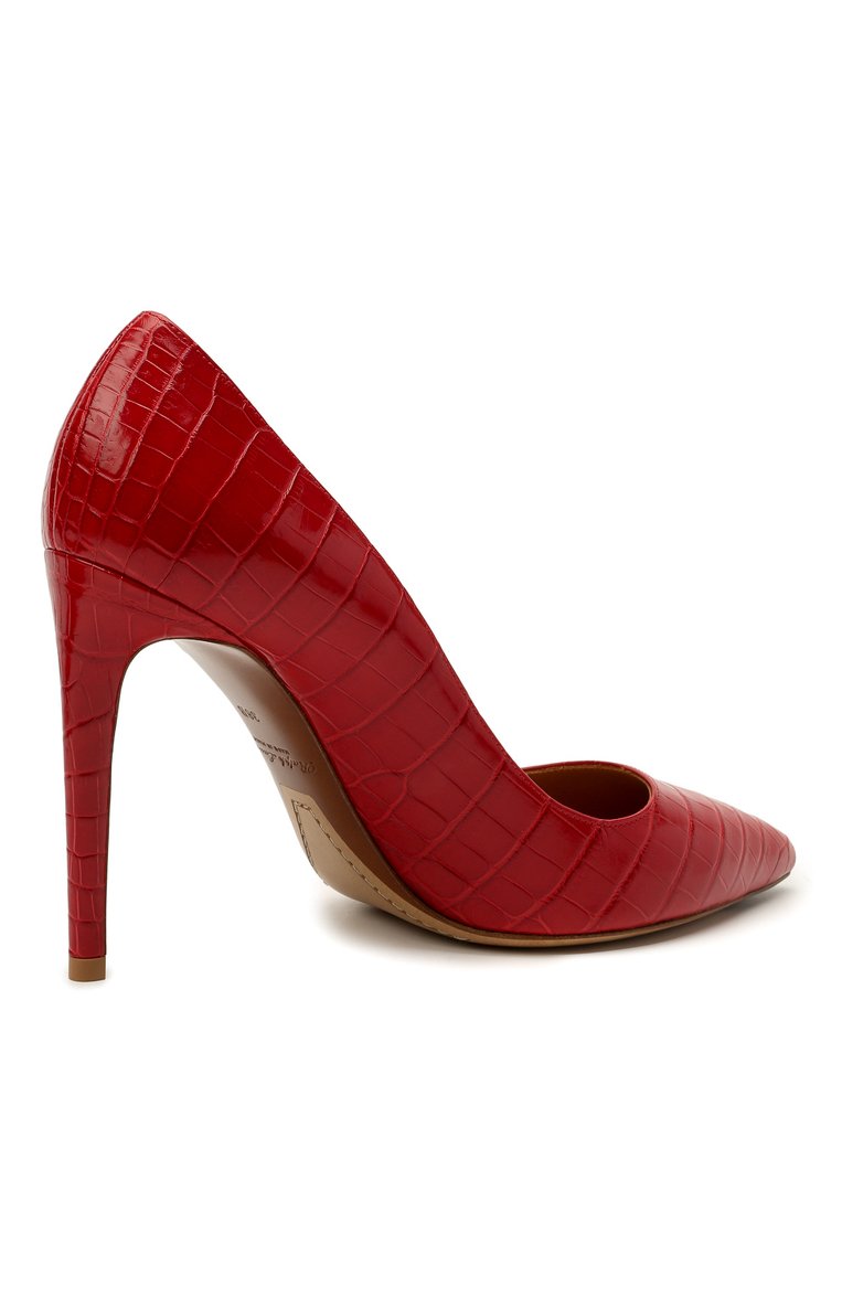 Женские туфли из кожи крокодила celia RALPH LAUREN красного цвета, арт. 807844070/CNIL | Фото 4 (Материал внутренний: Натуральная кожа; Материал внешний: Экзотическая кожа, Натуральная кожа; Подошва: Плоская; Каблук высота: Высокий; Каблук тип: Шпилька; Материал сплава: Проставлено; Драгоценные камни: Проставлено)
