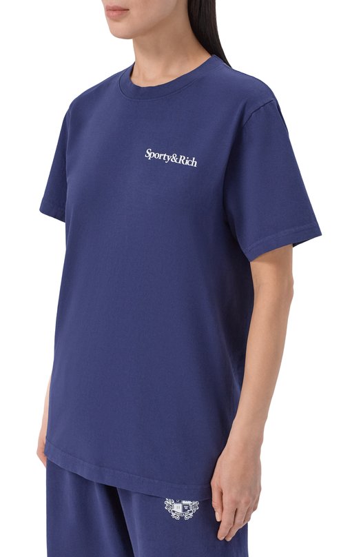 Хлопковая футболка Sporty and Rich T004361300BL106 Синий  T004361300BL106 Фото 3