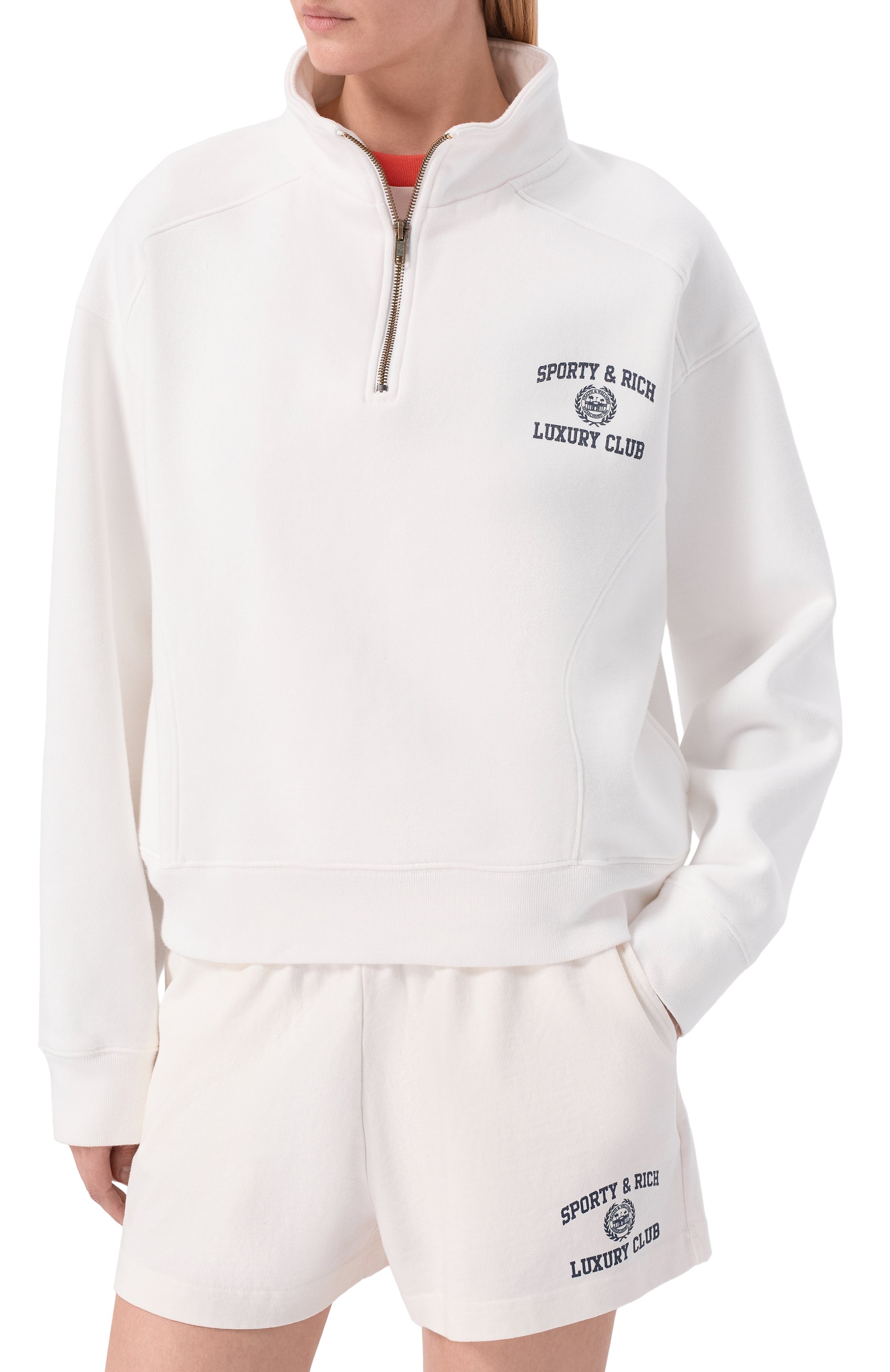 Хлопковый анорак luxury club SPORTY AND RICH, арт. ST0998842WH01/S&R LUXURY CLUB QUARTER ZIP, фото 3