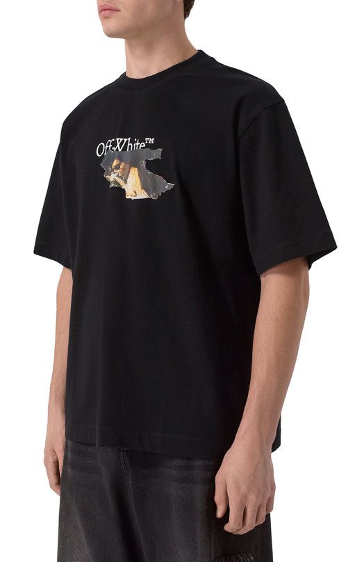 Хлопковая футболка Off-White 0MAA120F25JER00U Чёрный  0MAA120F25JER00U Фото 3