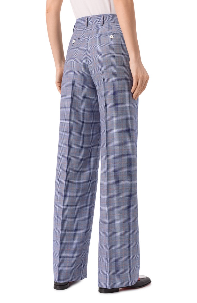 Женские шерстяные брюки KITON голубого цвета, арт. D48109K0950E01 | Фото 4 (Материал внешний: Шерсть; Женское Кросс-КТ: Брюки-одежда; Кросс-КТ: костюм; Случай: Формальный; Силуэт Ж (брюки и джинсы): Широкие; Стили: Классический; Длина (брюки, джинсы): Стандартные; Автоматизация ТО: Проставлено; Автоматизация состава: Проставлено)