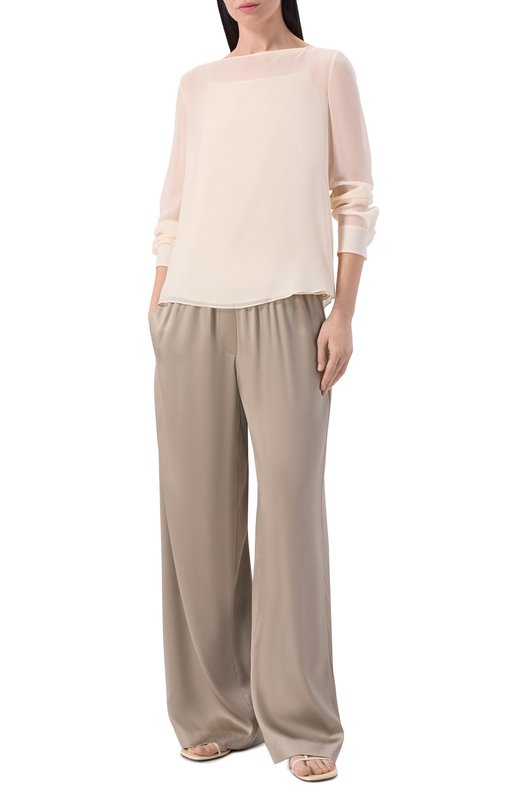 Атласные брюки Brunello Cucinelli M0C59P8942 Хаки  M0C59P8942 Фото 2