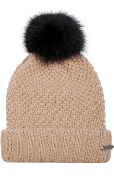 Шапка фактурной вязки с помпоном из меха песца BURBERRY, арт. 3952433, фото 1