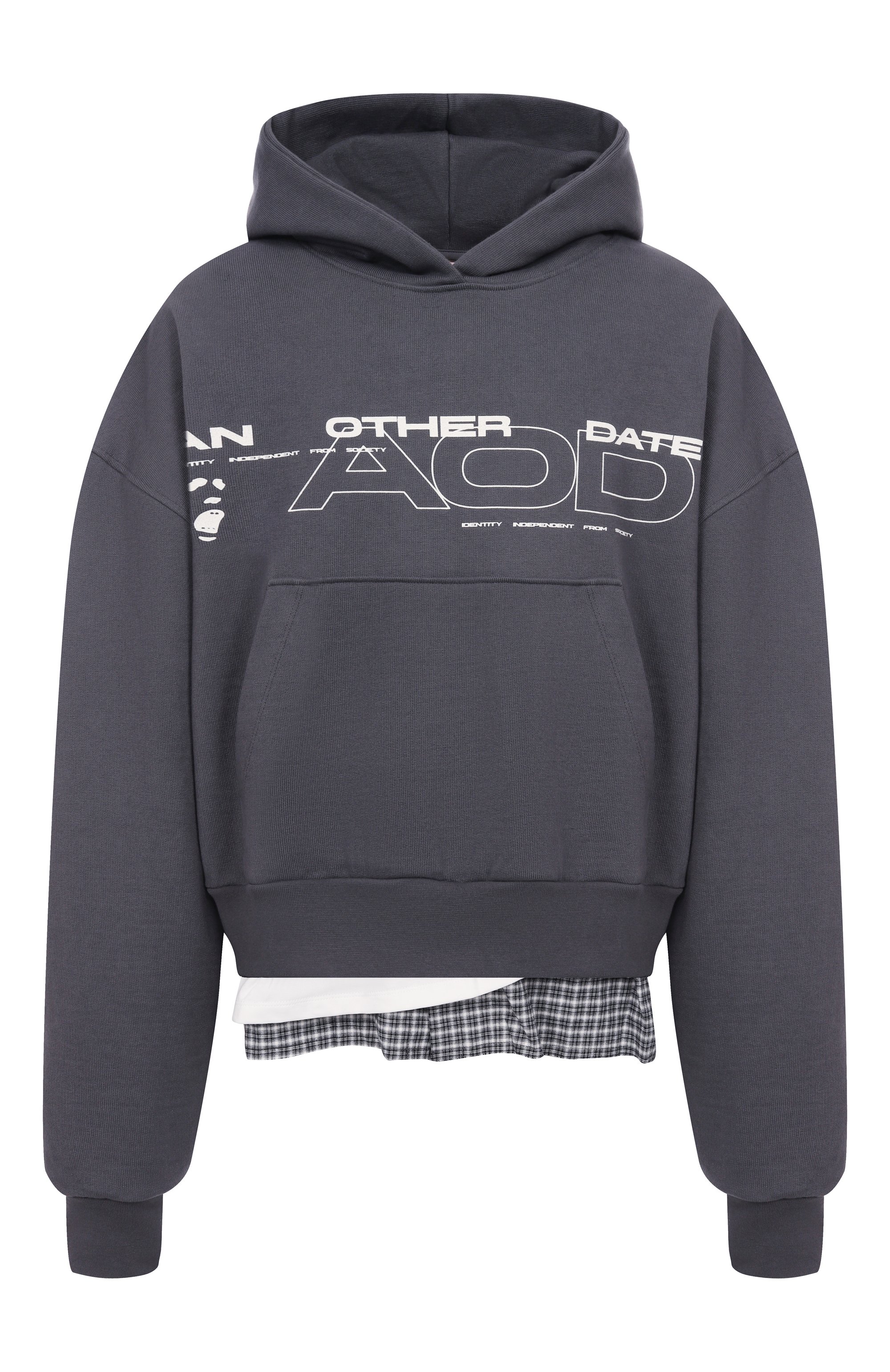 Хлопковое худи AN OTHER DATE темно-серого цвета по цене 35750 руб., арт. F50DMAHS066, фото 1 Хлопковое худи AN OTHER DATE, арт. F50DMAHS066, фото 1