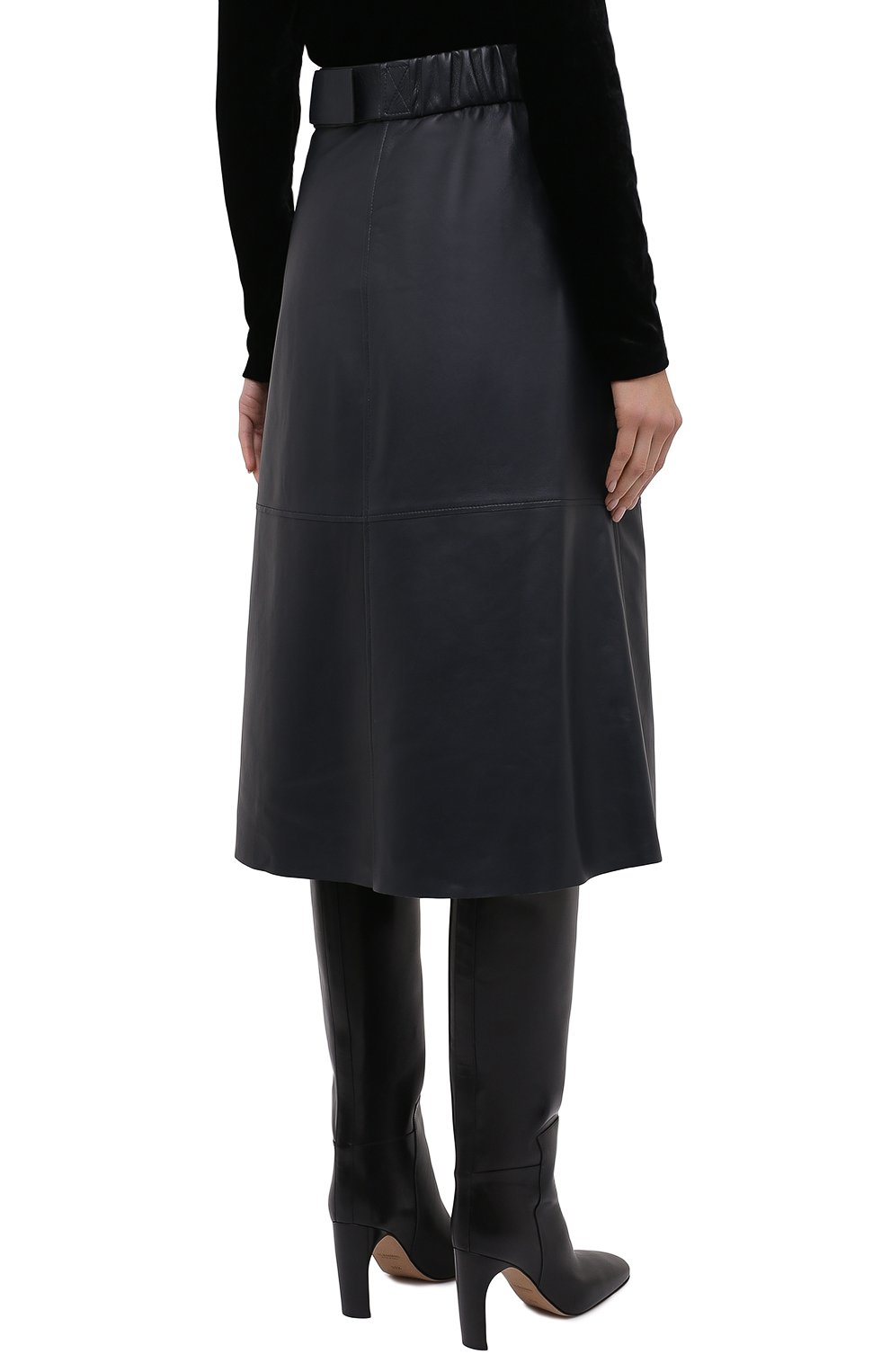 Кожаная юбка ACNE STUDIOS темно-синего цвета по цене 128500 руб., арт. AF0141, фото 4 Кожаная юбка ACNE STUDIOS, арт. AF0141, фото 4