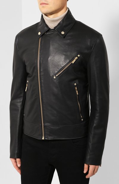 Кожаная куртка VERSACE JEANS COUTURE черного цвета по цене 67450 руб., арт. ECGUA9P0-UUPP00/40292, фото 3 Кожаная куртка VERSACE JEANS COUTURE, арт. ECGUA9P0-UUPP00/40292, фото 3