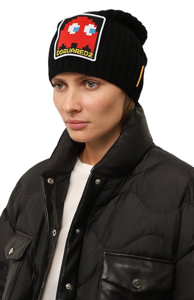 Шапка DSQUARED2 черного цвета по цене 34150 руб., арт. KNW0125/05M07017, фото 2 Шапка DSQUARED2, арт. KNW0125/05M07017, фото 2