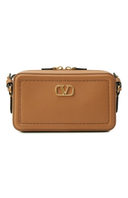 Женская сумка alltime mini VALENTINO светло-коричневого цвета, арт. 6W2P0AI5/RZR | Фото 1 (Ремень/цепочка: На ремешке; Драгоценные камни: Проставлено; Материал: Натуральная кожа; Размер: mini; Материал сплава: Проставлено)