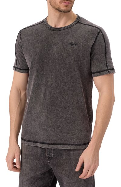 Хлопковая футболка DIESEL темно-серого цвета по цене 11550 руб., арт. A16407/0QJAH, фото 3 Хлопковая футболка DIESEL, арт. A16407/0QJAH, фото 3