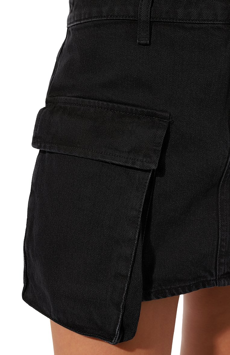 Женская джинсовая юбка 3X1 черного цвета, арт. 31-WS7B01-DR1082/BLACK ATLANTIC | Фото 5 (Кросс-КТ: Деним; Длина Ж (юбки, платья, шорты): М�ини; Стили: Гранж; Женское Кросс-КТ: Юбка-одежда; Материал сплава: Проставлено; Материал внешний: Хлопок, Деним; Драгоценные камни: Проставлено)