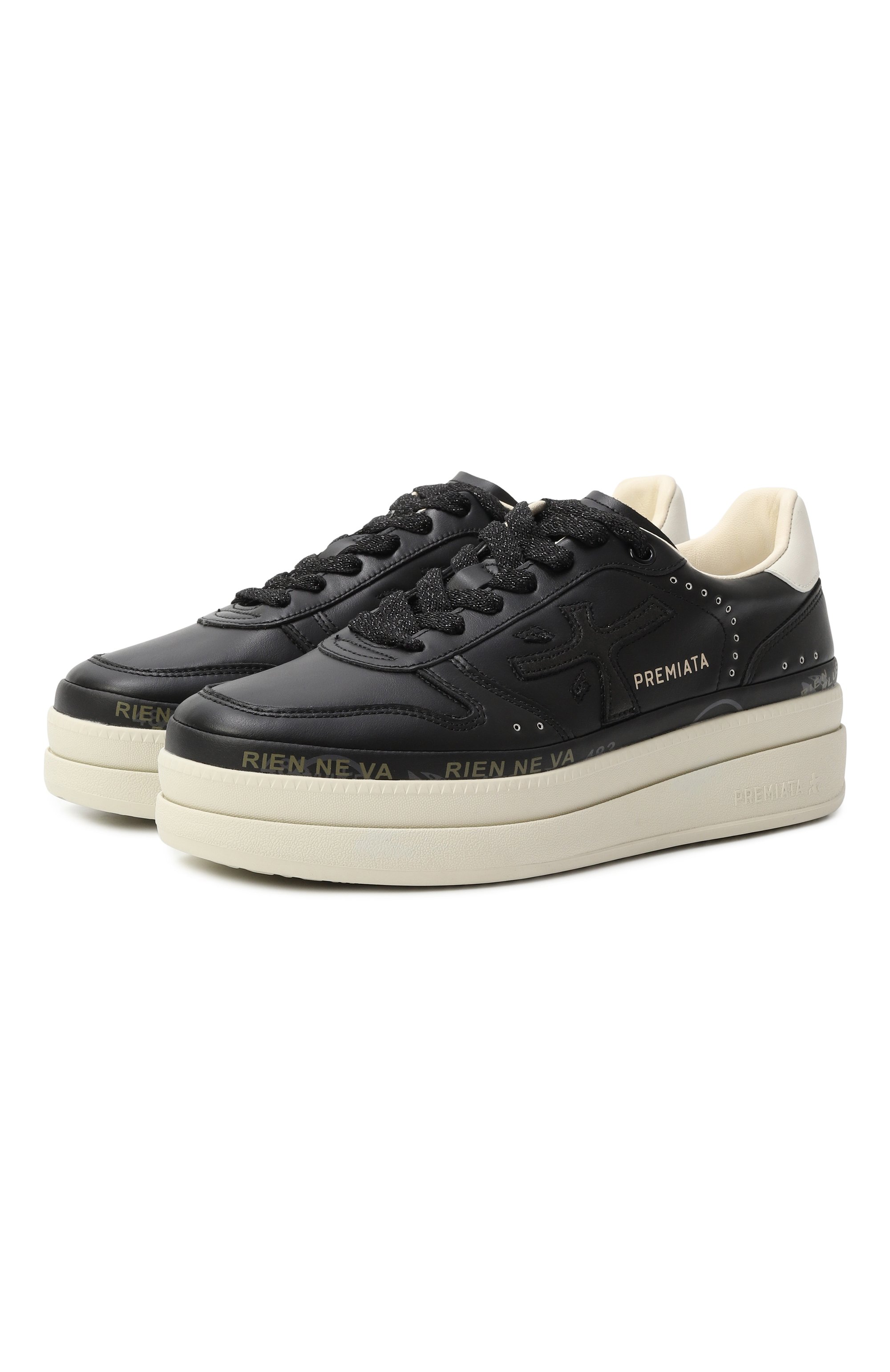 Кожаные кеды micol PREMIATA черного цвета по цене 30500 руб., арт. MIC0L/VAR 7014, фото 1 Кожаные кеды micol PREMIATA, арт. MIC0L/VAR 7014, фото 1