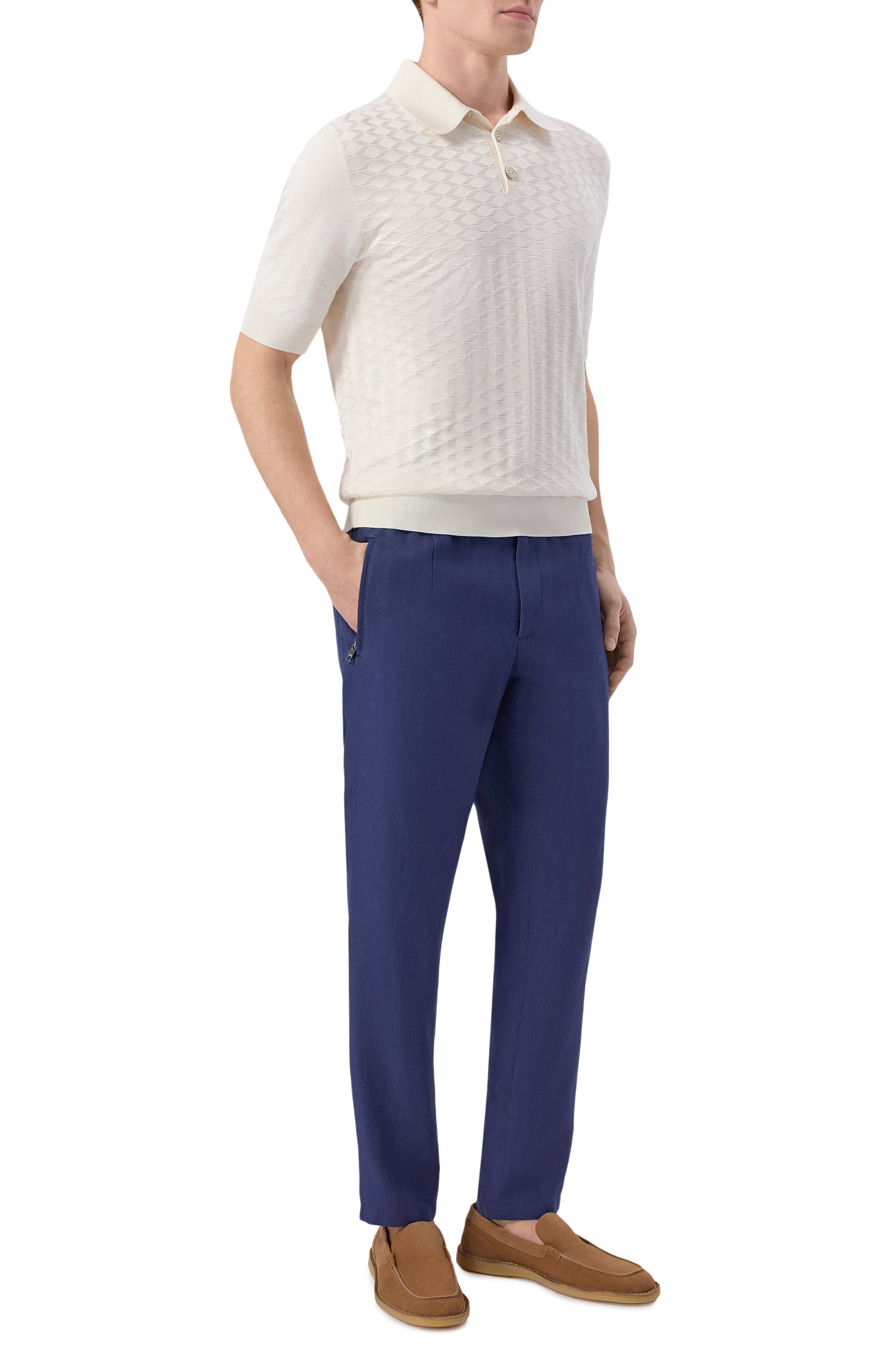 Льняные брюки DOLCE & GABBANA темно-синего цвета по цене 98950 руб., арт. GVZAET/GG862, фото 2 Льняные брюки DOLCE & GABBANA, арт. GVZAET/GG862, фото 2