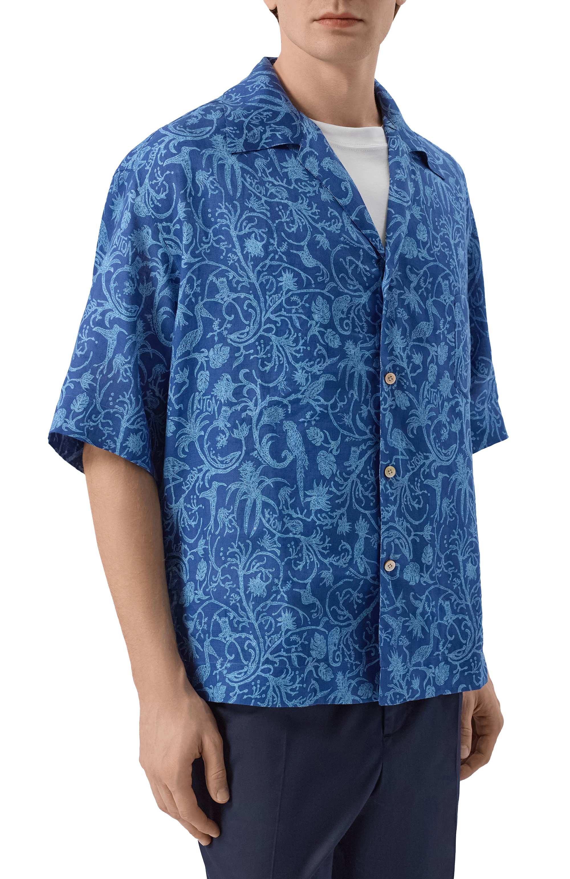 Льняная рубашка KITON синего цвета по цене 121000 руб., арт. UMC028H09717, фото 3 Льняная рубашка KITON, арт. UMC028H09717, фото 3