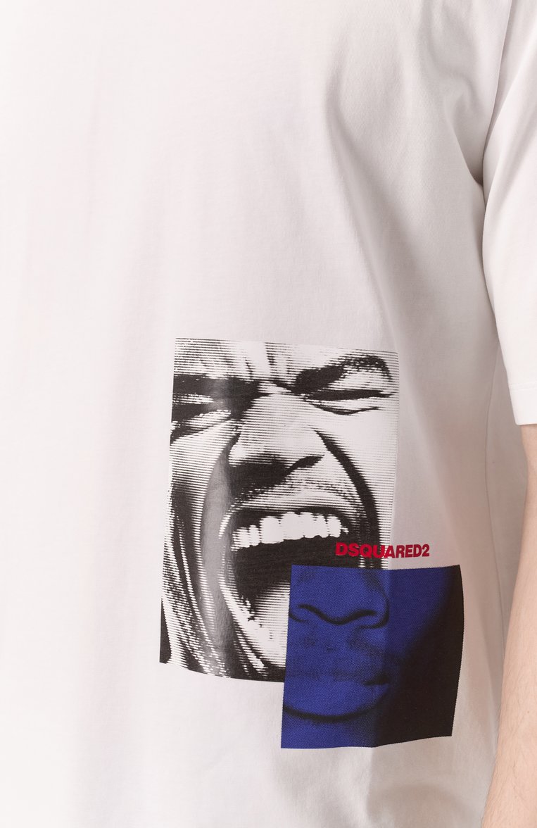 Мужская хлопковая футболка DSQUARED2 белого цвета, арт. S71GD1537/D20020 | Фото 5 (Длина (для топов): Стандартные; Материал внешний: Хлопок; Рукава: Короткие; Принт: С принтом; Стили: Спорт-шик; Мужское Кросс-КТ: Футболка-одежда)