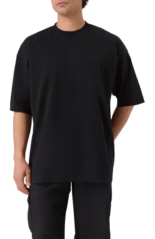 Хлопковая футболка VETEMENTS UH76TR100B/1000 LIGHT JERSEY Чёрный  UH76TR100B/1000 LIGHT JERSEY Фото 3