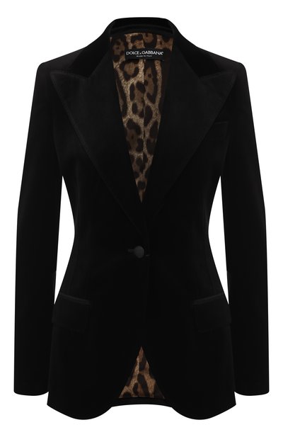 Приталенный бархатный жакет DOLCE & GABBANA черного цвета по цене 213000 руб., арт. F2900T/FUVG7, фото 1 Приталенный бархатный жакет DOLCE & GABBANA, арт. F2900T/FUVG7, фото 1