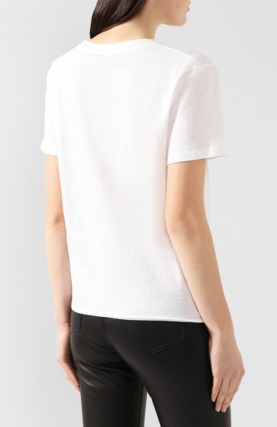 Хлопковая футболка SAINT LAURENT белого цвета по цене 44950 руб., арт. 551370/YBBG2, фото 4 Хлопковая футболка SAINT LAURENT, арт. 551370/YBBG2, фото 4