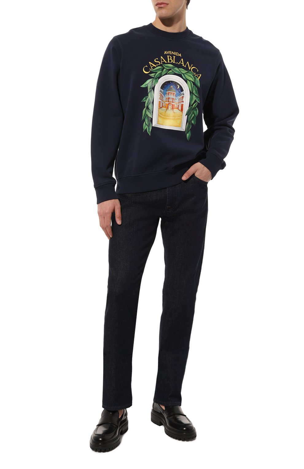 Хлопковый свитшот CASABLANCA темно-синего цвета по цене 49750 руб., арт. MS23-JTP-001-05, фото 2 Хлопковый свитшот CASABLANCA, арт. MS23-JTP-001-05, фото 2