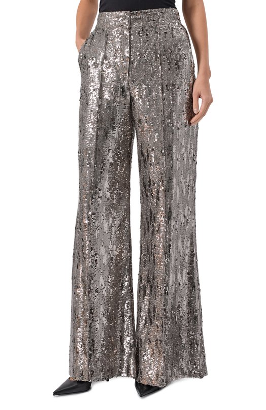 Брюки с отделкой пайетками Elie Saab P0005NP25/PA009 Серебряный  P0005NP25/PA009 Фото 3