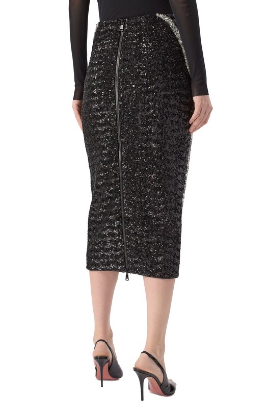 Юбка с отделкой из пайеток Balmain FF0LD520/PD22 Чёрный  FF0LD520/PD22 Фото 4