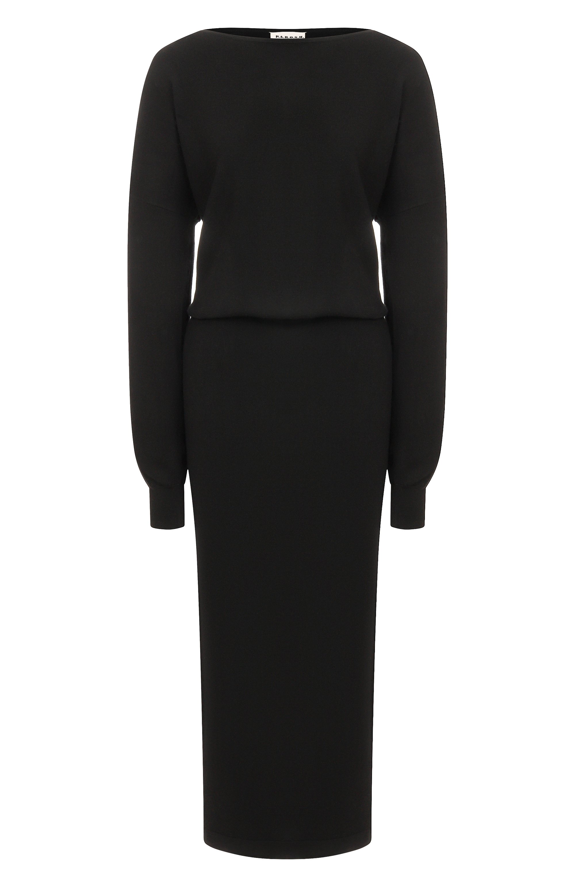 Платье из шерсти и вискозы P.A.R.O.S.H. черного цвета по цене 67650 руб., арт. LIME25-D550907, фото 1 Платье из шерсти и вискозы P.A.R.O.S.H., арт. LIME25-D550907, фото 1