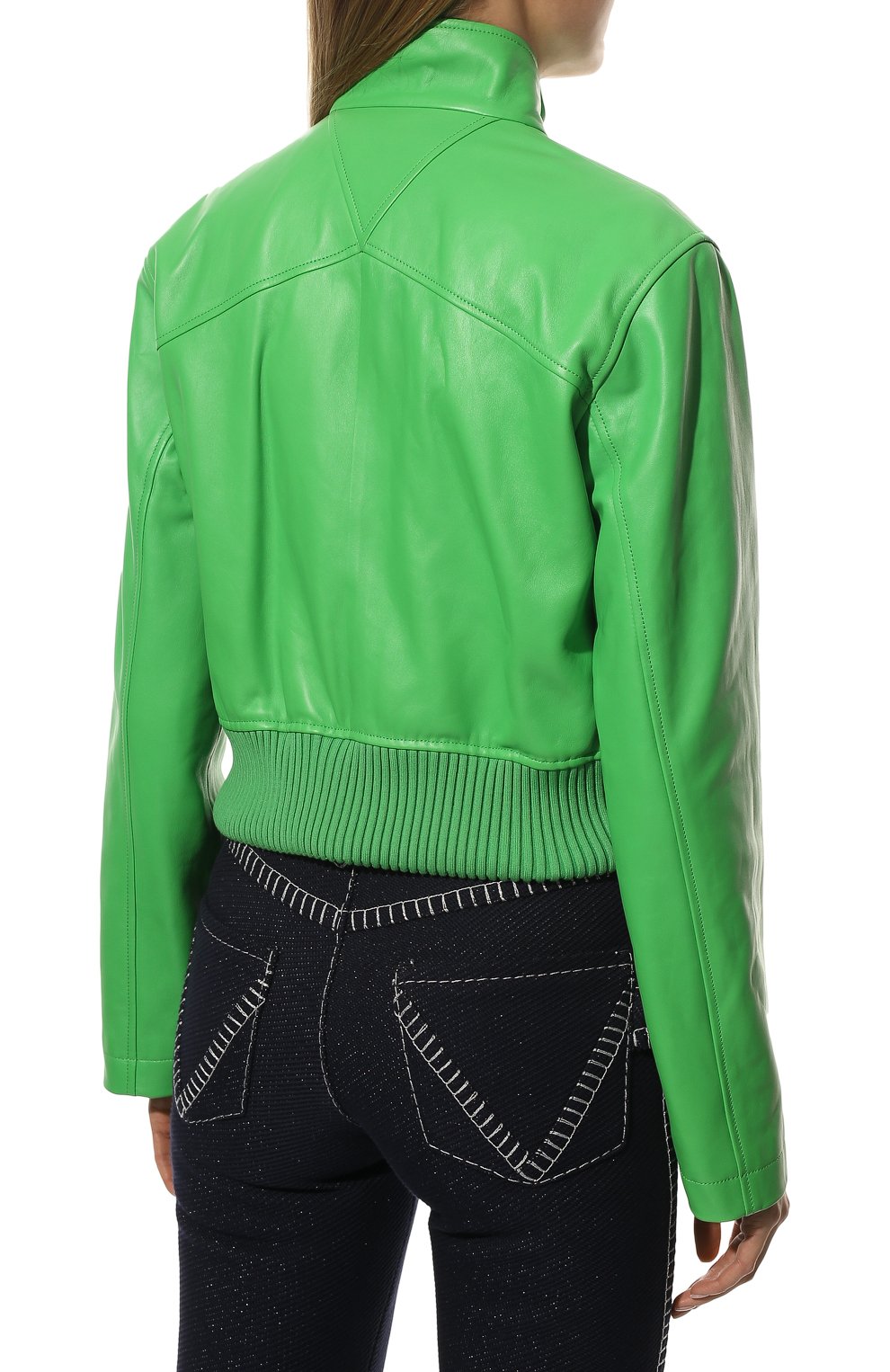 Кожаный бомбер BOTTEGA VENETA зеленого цвета по цене 425500 руб., арт. 685575/VKV90, фото 4 Кожаный бомбер BOTTEGA VENETA, арт. 685575/VKV90, фото 4