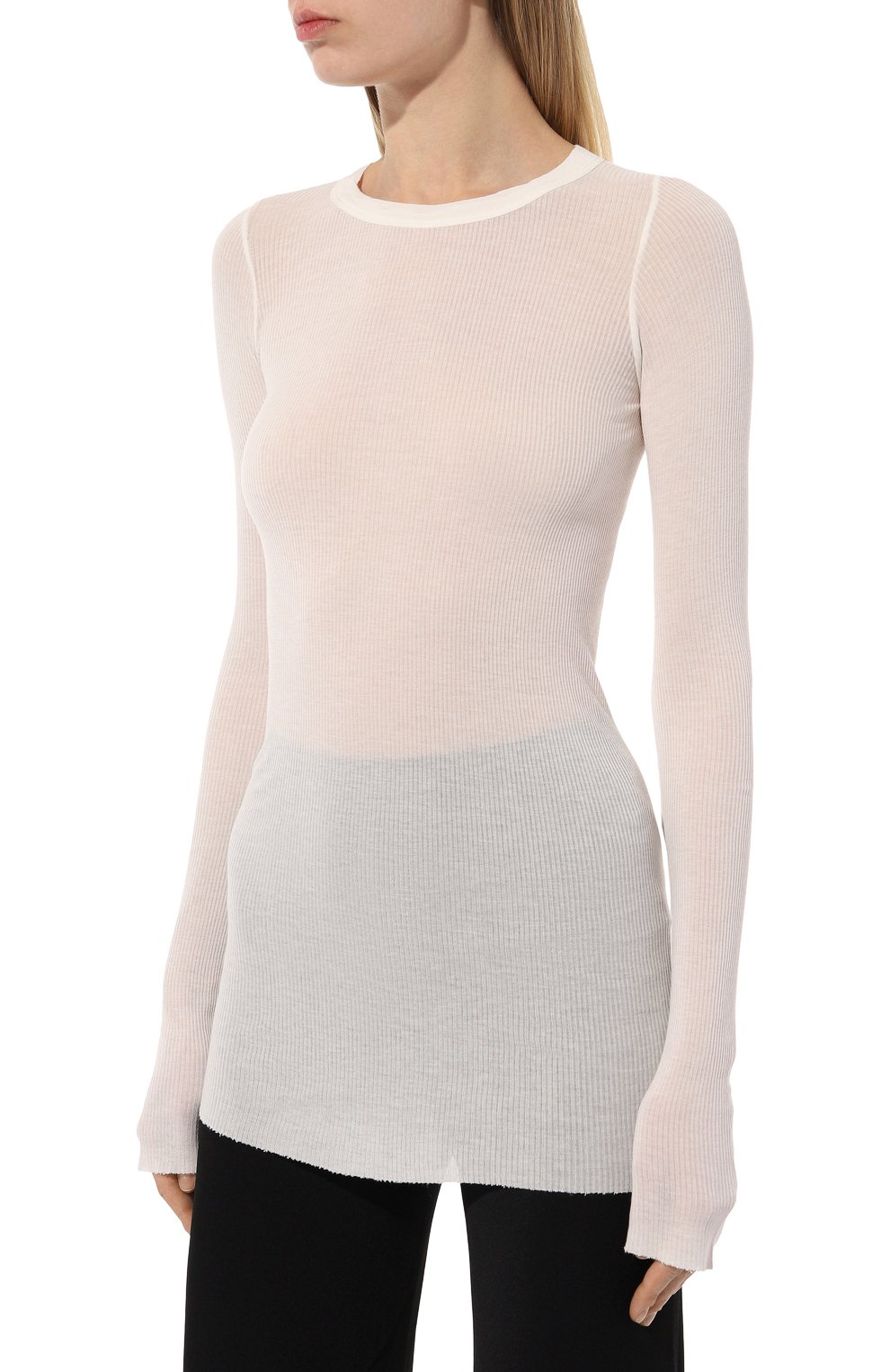 Лонгслив из вискозы и шелка RICK OWENS белого цвета по цене 34700 руб., арт. RP01D2202, фото 3 Лонгслив из вискозы и шелка RICK OWENS, арт. RP01D2202, фото 3
