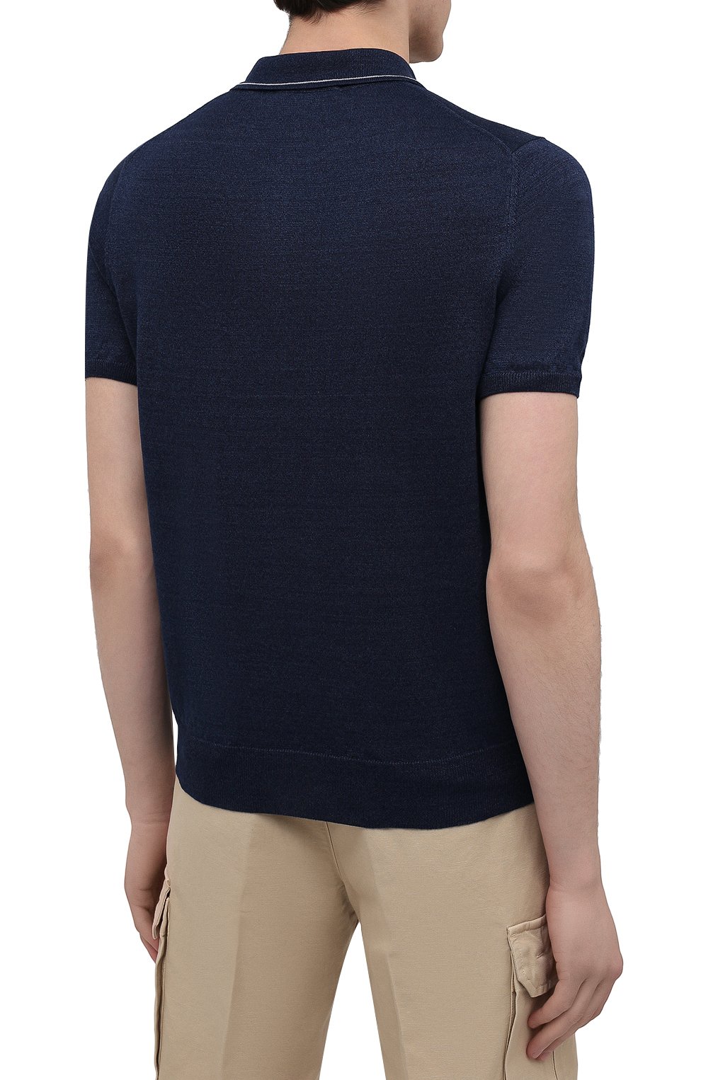 Поло изо льна и хлопка FIORONI темно-синего цвета по цене 43950 руб., арт. MK20701C1, фото 4 Поло изо льна и хлопка FIORONI, арт. MK20701C1, фото 4