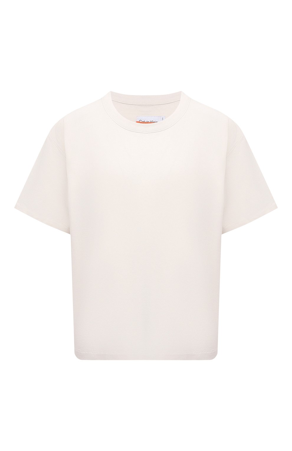 Хлопковая футболка CALVIN KLEIN JEANS кремового цвета по цене 12550 руб., арт. K20K203539, фото 1 Хлопковая футболка CALVIN KLEIN JEANS, арт. K20K203539, фото 1