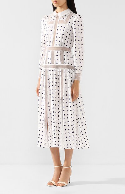 Платье-миди SELF-PORTRAIT белого цвета по цене 52100 руб., арт. RS20-023, фото 3 Платье-миди SELF-PORTRAIT, арт. RS20-023, фото 3