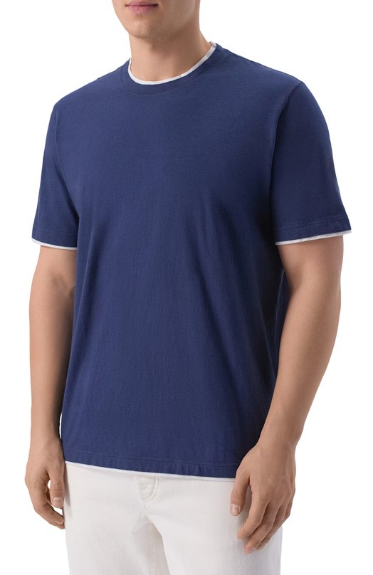 Хлопковая футболка Fedeli TU000200/JERSEY MELANGE Синий  TU000200/JERSEY MELANGE Фото 3