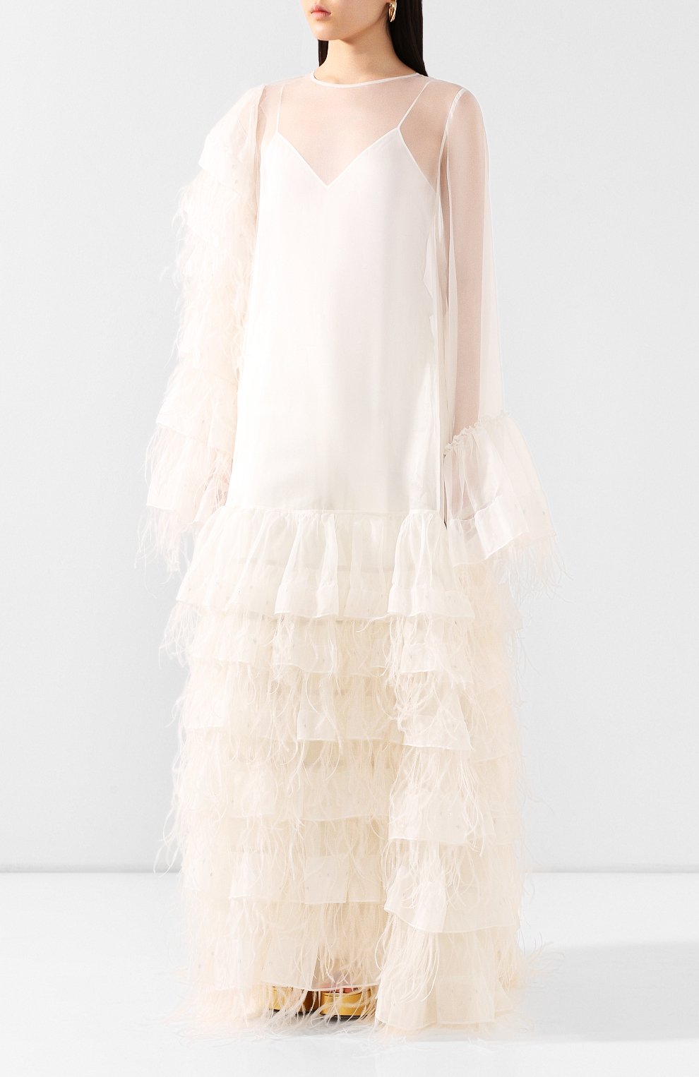 Платье с отделкой пер�ьями  DRIES VAN NOTEN, арт. 201-11039-9065, фото 3