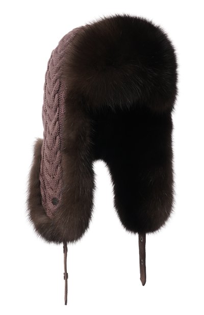 Женская кашемировая шапка-ушанка с мехом соболя BLACK SABLE, арт. BS-FHK-EB
