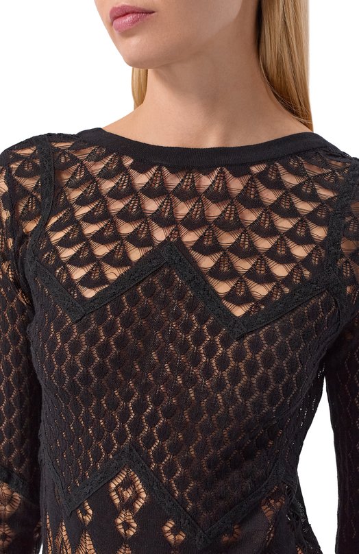 Хлопковый пуловер Blumarine 2M683A Чёрный  2M683A Фото 5