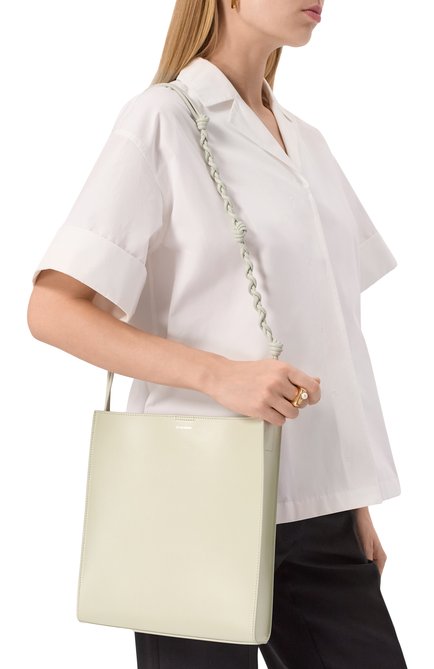 Женская сумка tangle JIL SANDER светло-зеленого цвета, арт. J07WG0023/P5354 | Фото 2 (Размер: medium; Материал: Натуральная кожа; Драгоценные камни: Проставлено; Материал сплава: Проставлено)